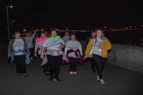 Alice House Hospice Moonlight Walk, with walkers pictured on the promenade at Seaton Carew.