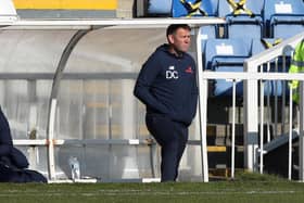 HARTLEPOOL, UK. MAY 1ST     Hartlepool United manager Dave Challinor during the Vanarama National League match between Hartlepool United and Chesterfield at Victoria Park, Hartlepool on Saturday 1st May 2021. (Credit: Chris Booth | MI News)
