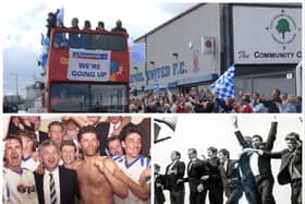 Hartlepool United promotion scenes from across the decades.
