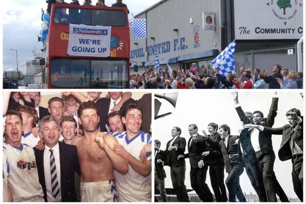 Hartlepool United promotion scenes from across the decades.