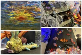 A selection of the sea-themed artwork on display at the Artrium Gallery in Middleton Grange Shopping Centre.