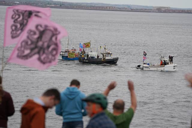 Fishing crews stage a protest in Teesport last year after demanding a new investigation into the mass deaths of crabs and lobsters in the area.