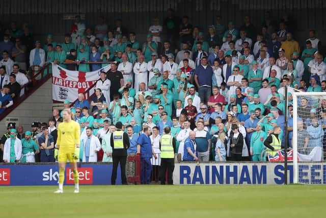 Hartlepool United's fans dressed as doctors and nurses for the match at Scunthorpe last year. (Credit: Mark Fletcher | MI News)