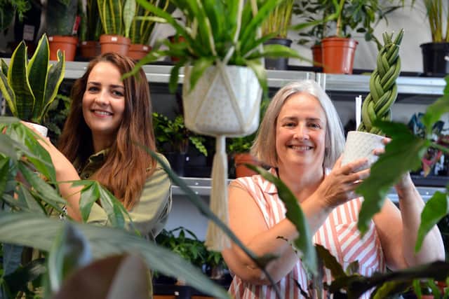 Emily (left) and mum Linda Vaughan in their new shop Plantopia - The Plant Shop.