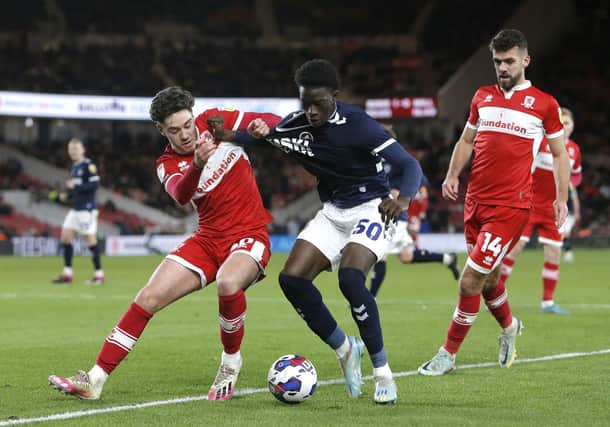 Middlesbrough's Hayden Hackney (left) and Millwall's Romain Esse. PA.