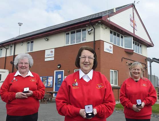 Hartlepool RNLI Enterprise Branch fundraisers(left to right) Ann Wray, Beryl Sherry and Christine Cook pictured with their long service awards.