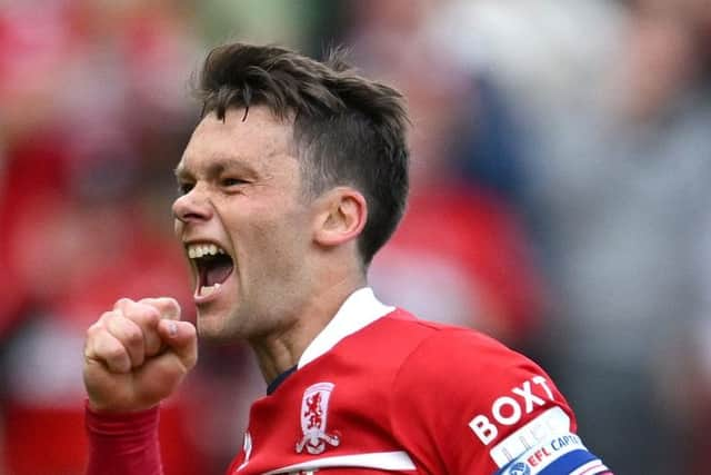 MIDDLESBROUGH, ENGLAND - SEPTEMBER 23: Middlesbrough player Jonny Howson celebrates after scoring the second Boro goal during the Sky Bet Championship match between Middlesbrough and Southampton FC at Riverside Stadium on September 23, 2023 in Middlesbrough, England. (Photo by Stu Forster/Getty Images)