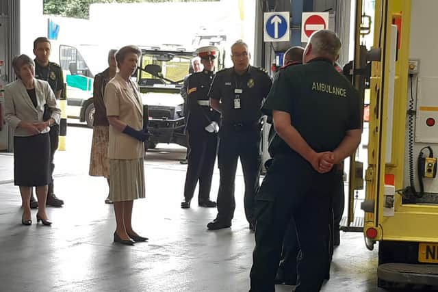 Princess Anne talking to North East Ambulance staff