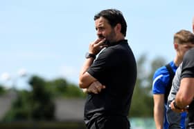 Paul Hartley watches on as Hartlepool United ease to victory over Billingham Synthonia. Picture by Frank Reid