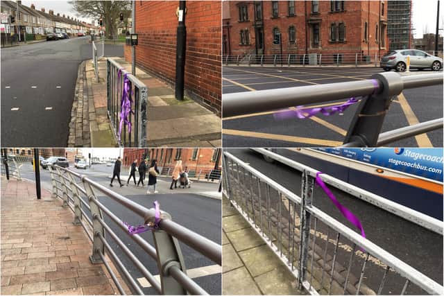 Some of the purple ribbons on show across Hartlepool earlier in 2020 to highlight the WASPI campaign.