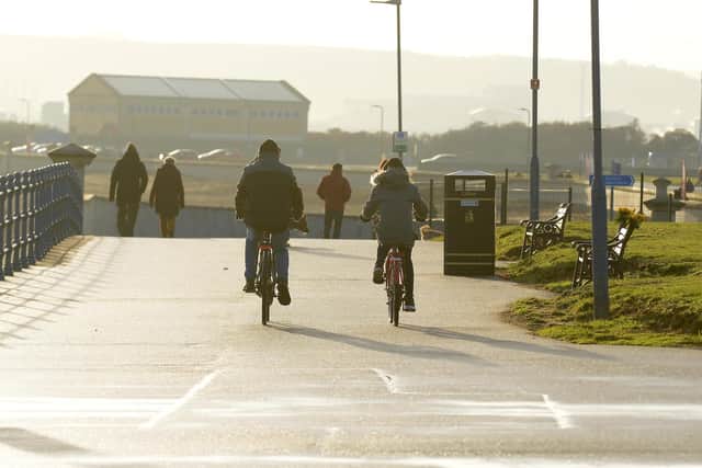 People out and about at Seaton Carew just before Christmas.