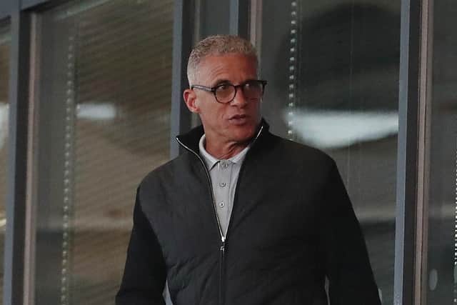 Keith Curle watched on from the stands at the Mazuma Stadium on Tuesday night (Credit: Mark Fletcher | MI News)