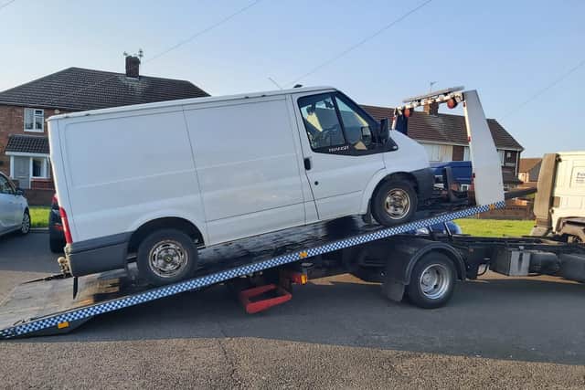 Ian Gordon Charlton's van is seized on behalf of Durham County Council.