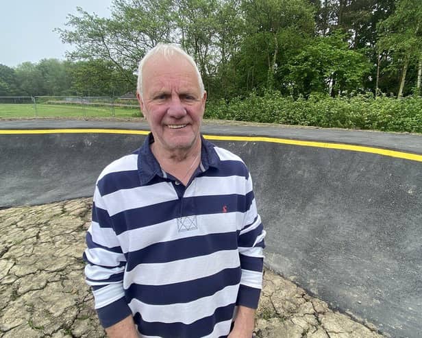 Kevin Knight, chair of the Hutton Henry and Station Town parish council stands at the new pump track in Station Town, County Durham. This is the first track of its kind in County Durham and is free to use for people of all ages and abilities.
