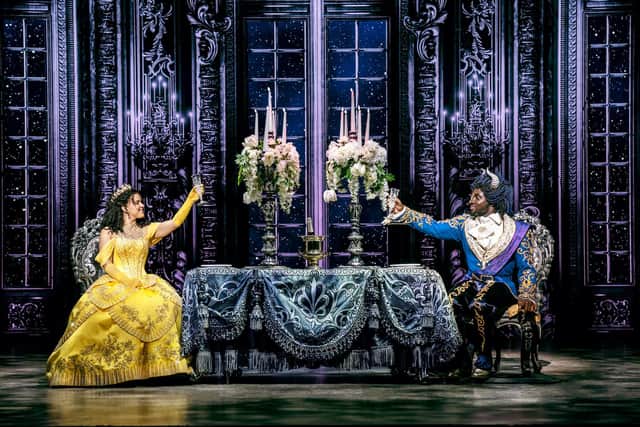 Courtney Stapleton as Belle and Emmanuel Kojo as Beast in Disney's Beauty and the Beast - Photo by Johan Persson © Disney.