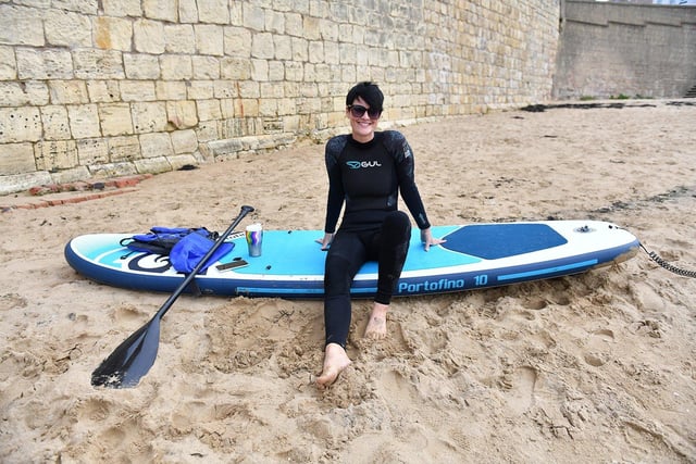 Debs Henderson can't wait to get out on her paddle board at the Headland.