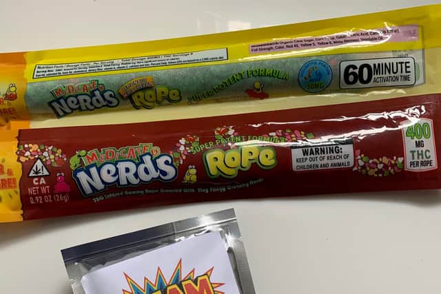 Cleveland Police say cannabis was found in these sweet packets.