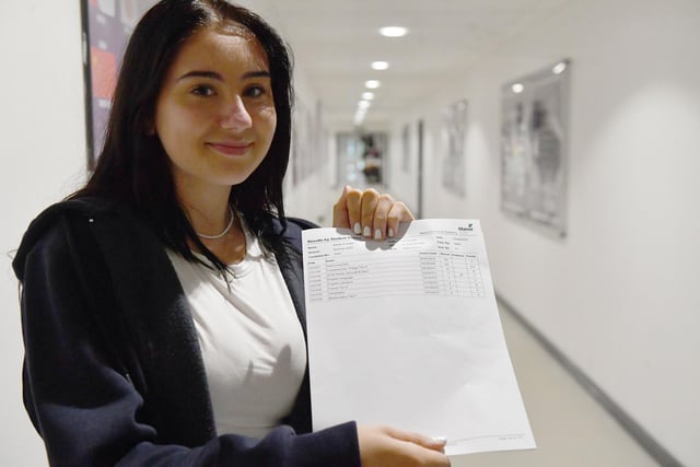 Manor Academy pupil, Aimee Slater, celebrates her GCSE exam results.