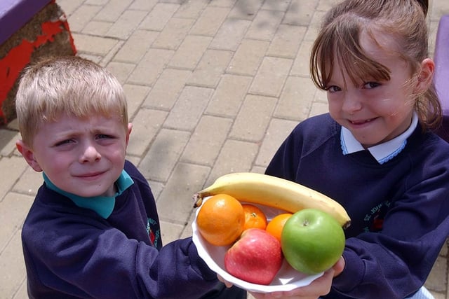 Pupils practice healthy eating at school.