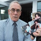 Richard Lee at home in Hartlepool with photographs of his daughter Katrice. Picture by FRANK REID