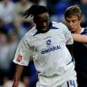 Eugene Dadi of the Tranmere Rovers is tackled by Michael Barron of Hartlepool United during their League One semi-final, second leg play-off match at Prenton Park May 17, 2005 in Tranmere, England.  (Photo by Bryn Lennon/Getty Images)