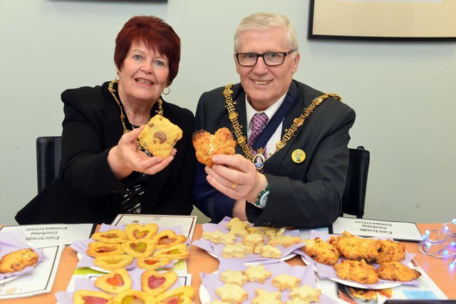 A Fairtrade coffee morning at Catcote Academy in 2017 and  Mayor and Mayoress Coun Rob and Brenda Cook had a tough job ahead as they judged the excellent entries in the biscuit competition.