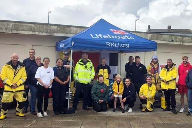Members of the organisations who took part in the water safety event at Seaton Carew./Photo: RNLI/Tom Collins