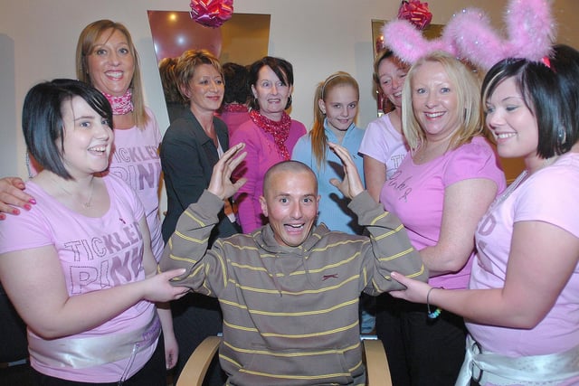Alison McCabe has her head shaved for charity in 2007.