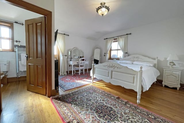 The master bedroom of Three Gates Farm boasts an en-suite.
