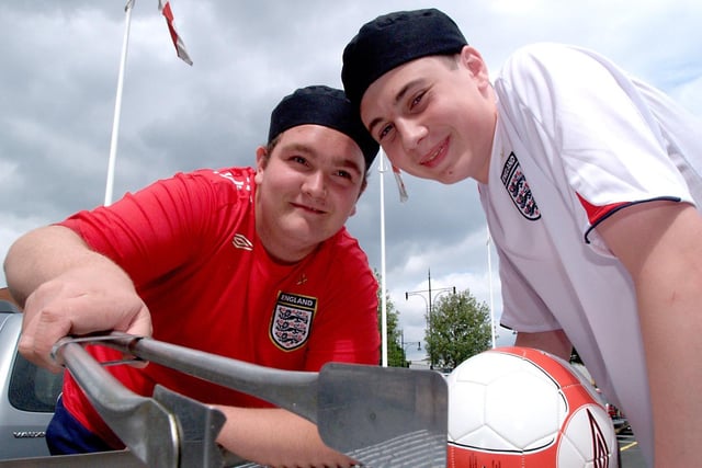 Come on England! It's a World Cup themed barbecue at Hartlepool College of Further Education in 2006.