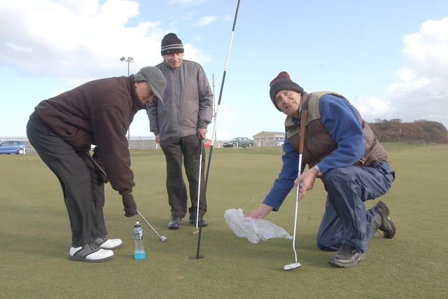 Golfers air their grievances about the amount of litter being blown in from the nearby landfill site in 2008.