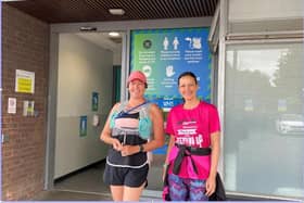 Nurses Carley Ogden (right) from Hartlepool and Rachael Upton from Durham ran 20 miles between Darlington Memorial Hospital and University Hospital of North Durham in one morning.