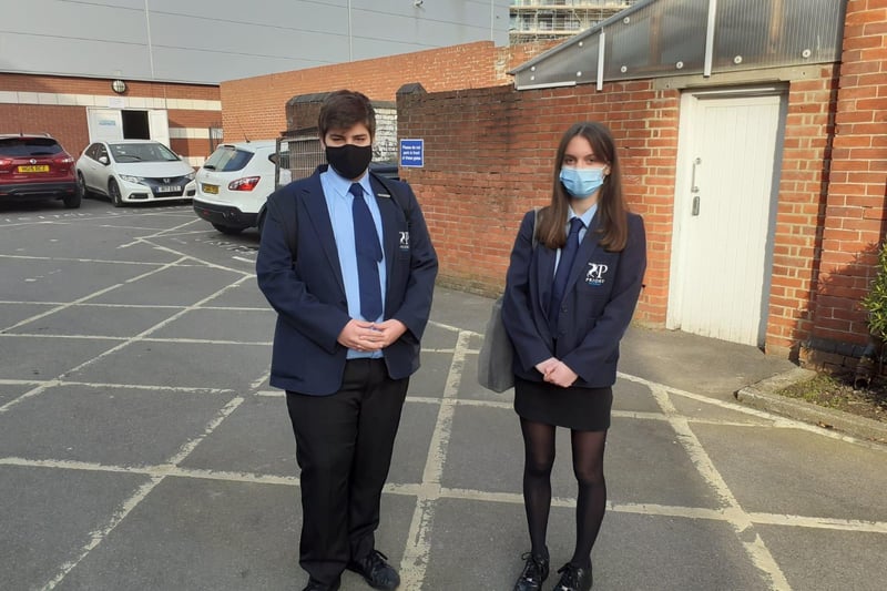 Dylan Evans, 16, and Ava Errington-Noden, 15, at Priory School.