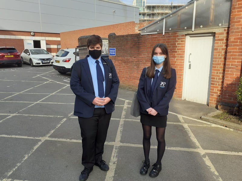 Dylan Evans, 16, and Ava Errington-Noden, 15, at Priory School.