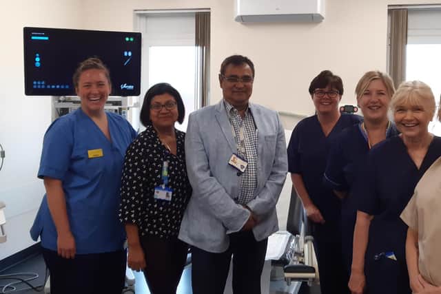 The University Hospital of Hartlepool gynaecological team: Dr. Dolon Basu (consultant), Mr. Samendra Roy (consultant), Denise Mace (senior clinical matron), Jacqui Devine (outpatient sister), Maggie Wilkinson (specialist gynaecology nurse); Sadie Hewson (gynaecology nurse) and Jackie Stevens (health care assistant).