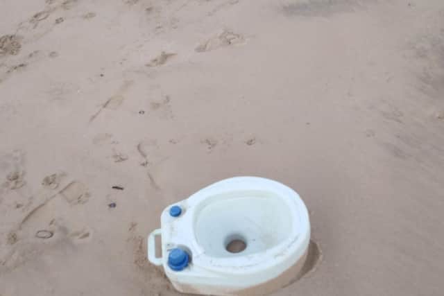 Geoff Lilley found a chemical toilet on Seaton beach.