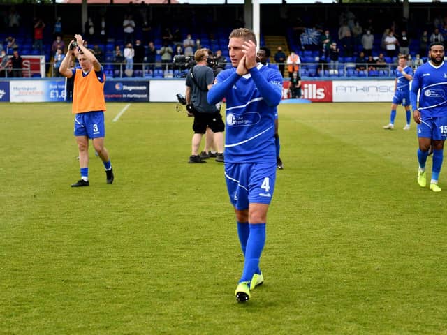 Gary Liddle at the end Hartlepool United 3-2 Bromley FC National League Playoff. 06-06-20212. Picture by FRANK REID