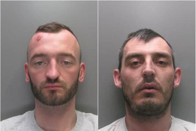 Bungling Hartlepool burglars Leon Robinson, left, and Mark Carroll.