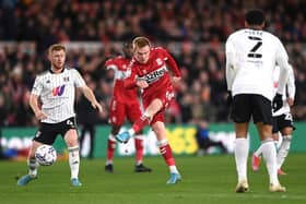 Middlesbrough forward Duncan Watmore shoots against Fulham.