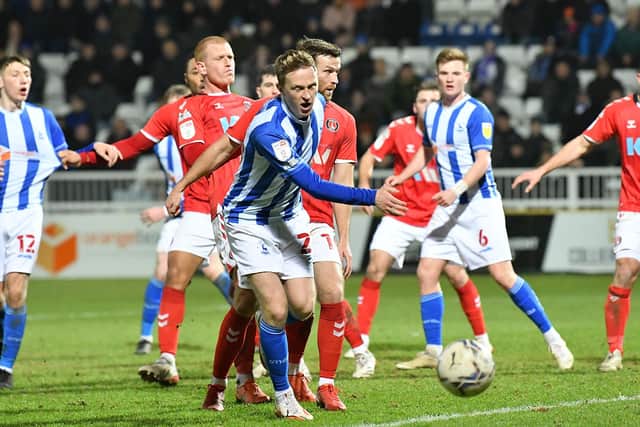 Luke Hendrie captained Hartlepool United to the semi-finals of the Papa John's Trophy during their penalty shootout victory over Charlton Athletic. Picture by FRANK REID