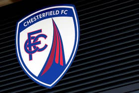 Chesterfield's badge at the Technique Stadium.  (Photo by Ross Kinnaird/Getty Images)