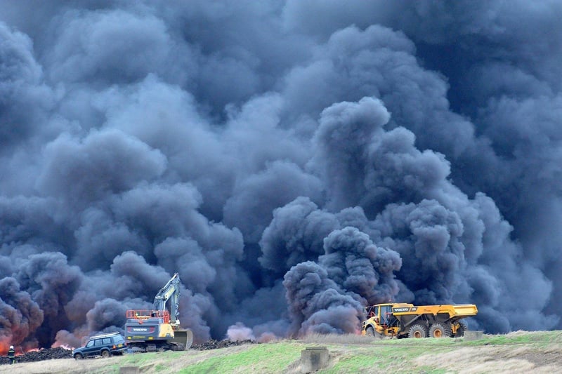 The scene of a fire at Seaton Meadows landfill site, from Brenda Road.