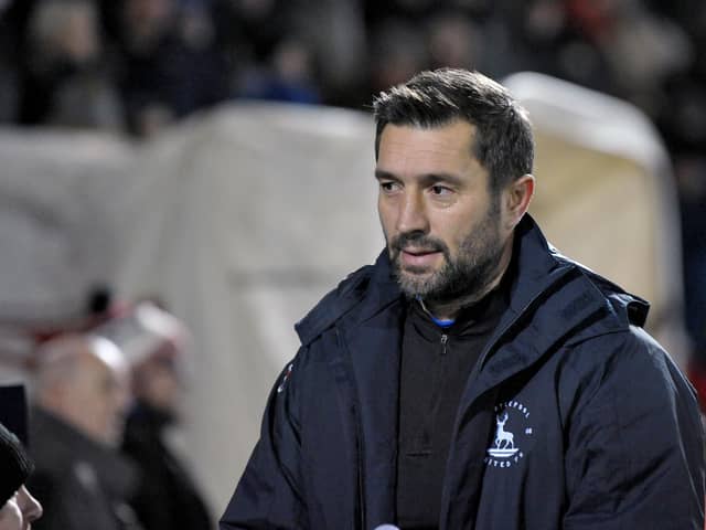 Graeme Lee reacts to first defeat as Hartlepool United manager. Picture by FRANK REID