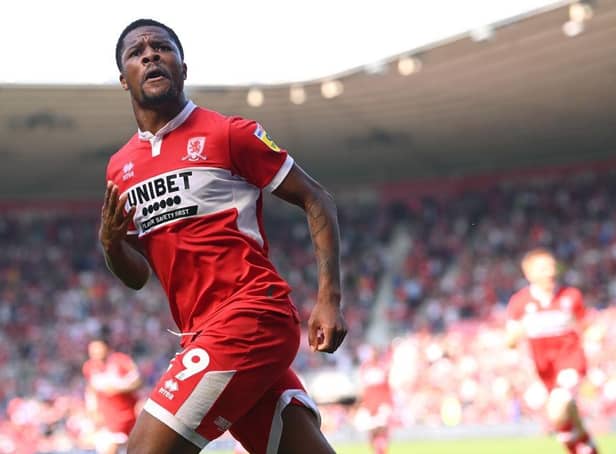 Chuba Akpom celebrates after scoring the second Middlesbrough goal against Sheffield United. (Photo by Stu Forster/Getty Images)