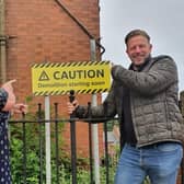 Durham County Council ward members for Easington Angela Surtees and David Boyes outside the school ahead of its demolition.