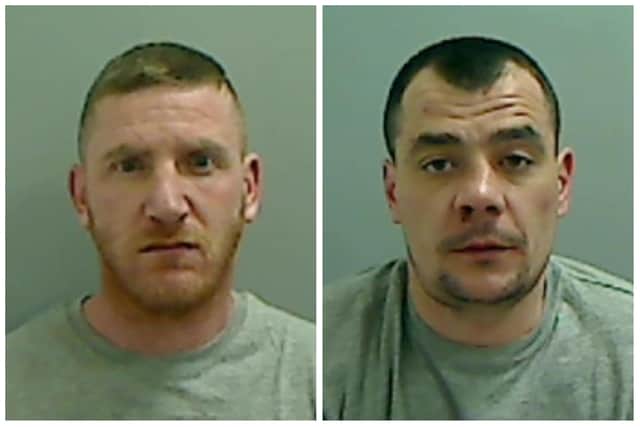 Sean Carroll (right) and Jamie Hunt were jailed at Teesside Crown Court for grievous bodily harm and other offences.