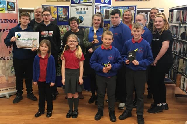 Pupils from Catcote Academy and Throston Primary School who entered this year's Fairtrade Fortnight Schools Competition which focused on the plight of cocoa growers.