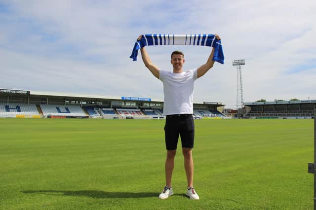 Hartlepool United sign Neill Byrne for 'undisclosed fee' from Halifax Town. Image HUFC.