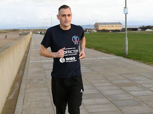 Anthony Wheeler on a training run following the Miles For Men route at Seaton Carew. Picture by Frank Reid