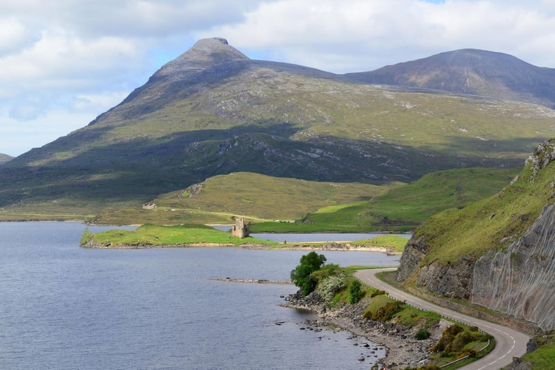The triple summits of Quinag provide a dramatic backdrop to nearby Loch Assynt, in Sutherland. It made up of three separate Corbetts - Spidean Coinich, Sail Gorm and Sail Gharbh, that make for an incredible day's walking for experienced hikers.